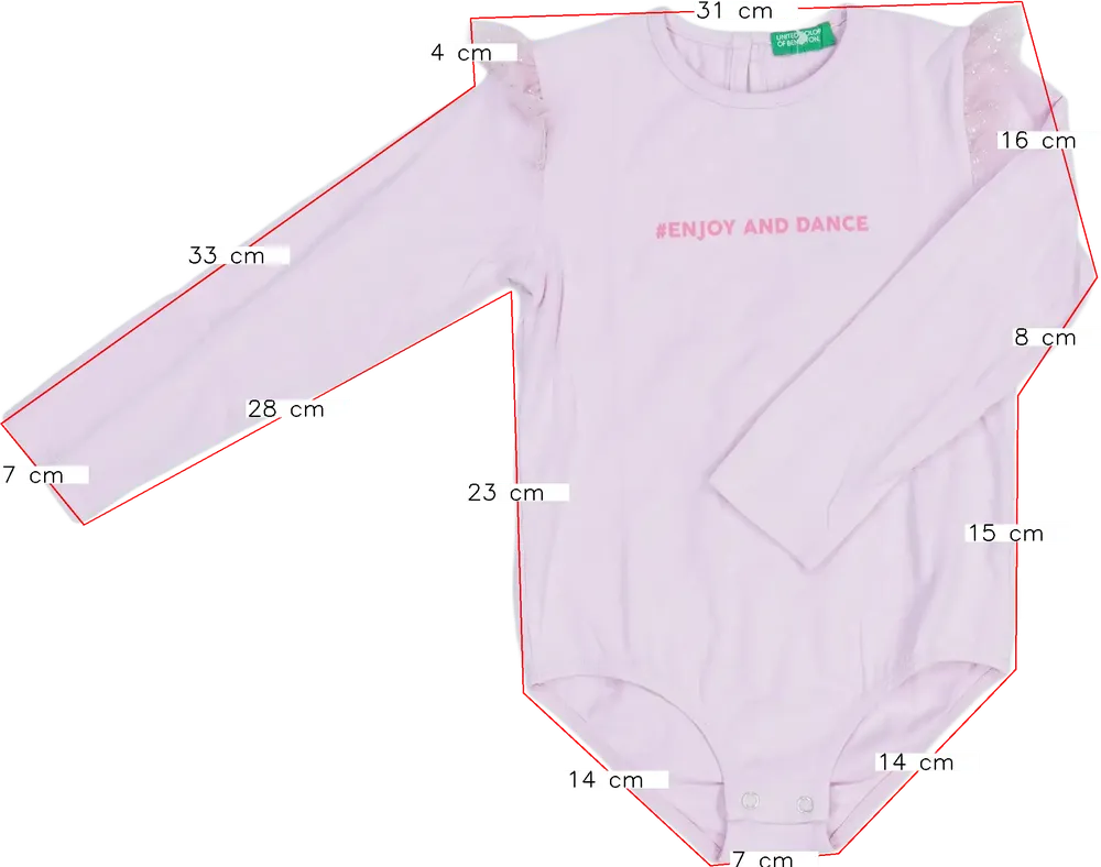 Rózsaszín Benetton Hosszú ujjú body EU 98 / UK 3 év / US 3T