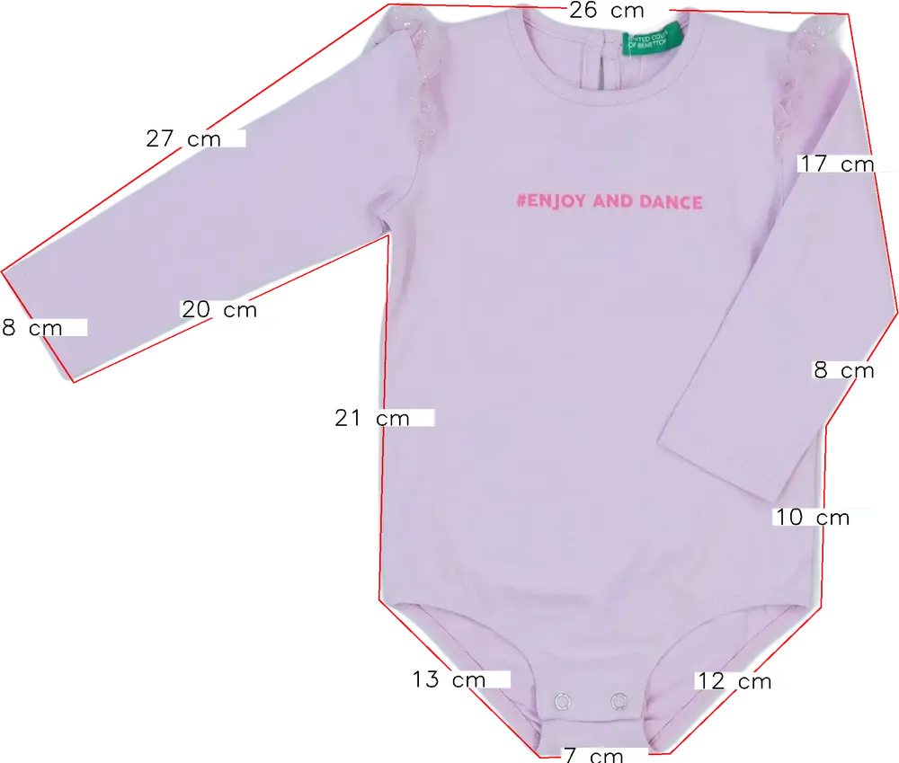 Rózsaszín Benetton Hosszú ujjú body EU 80 / UK 9-12 hónap / US 12 hónap