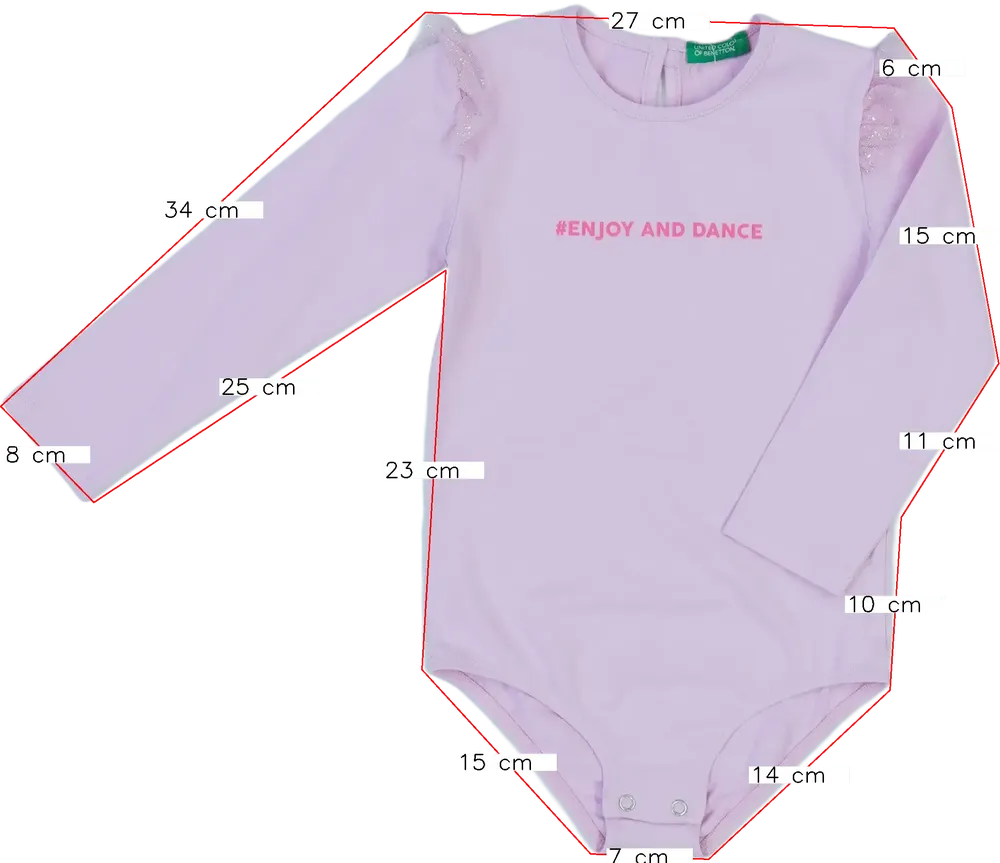 Rózsaszín Benetton Hosszú ujjú body EU 92 / UK 2 év / US 2T
