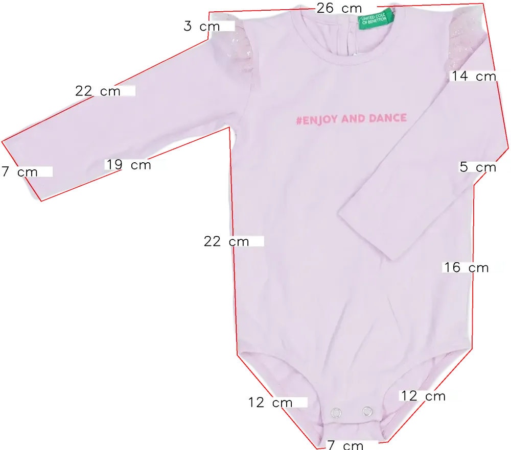 Rózsaszín Benetton Hosszú ujjú body EU 74 / UK 6-9 hónap / US 6-9 hónap