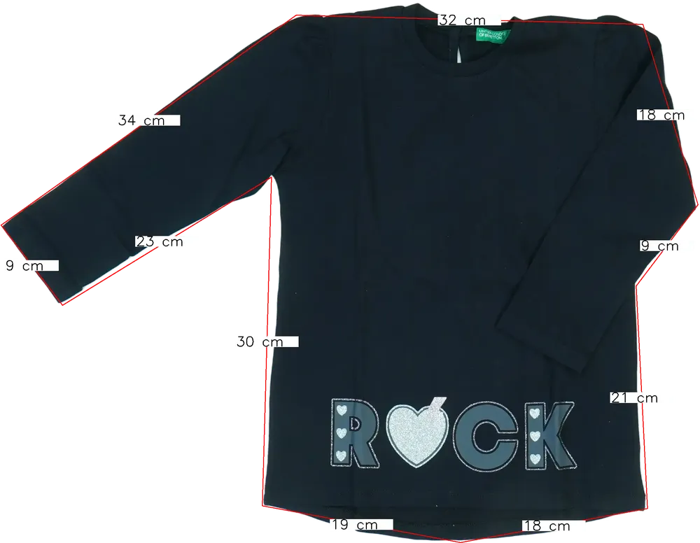 Fekete Benetton Hosszú ujjú felső EU 104 / UK 4 év / US 4T/XS
