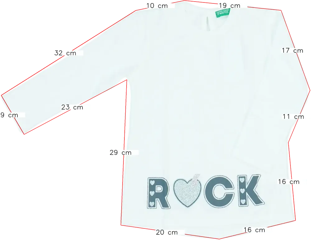 Fehér Benetton Hosszú ujjú felső EU 98 / UK 3 év / US 3T