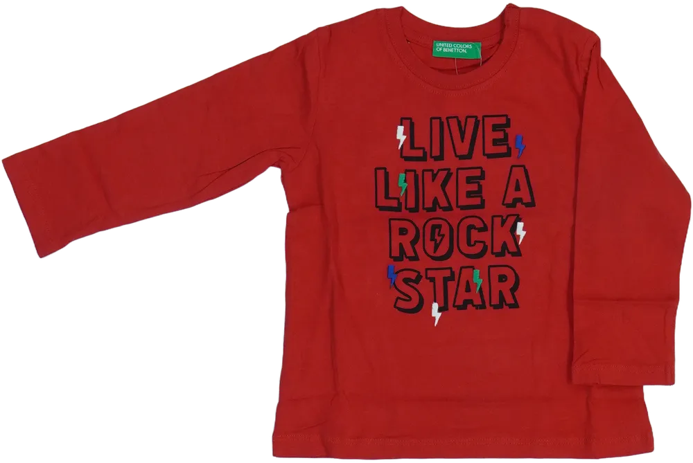 Piros Benetton Hosszú ujjú felső EU 86 / UK 12-18 hónap / US 18 hónap