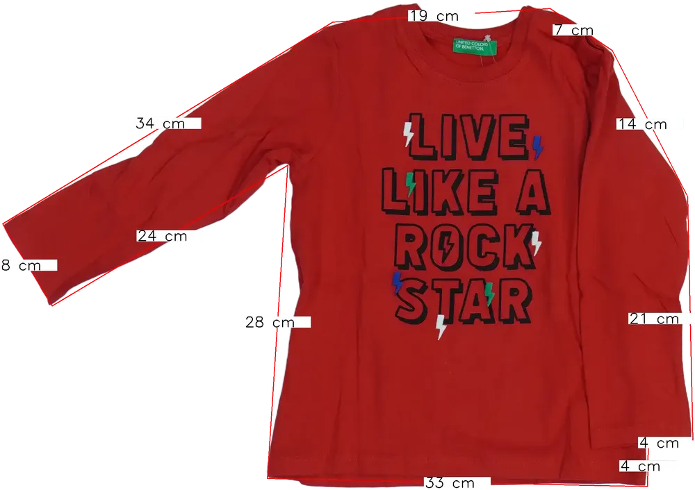 Piros Benetton Hosszú ujjú felső EU 98 / UK 3 év / US 3T