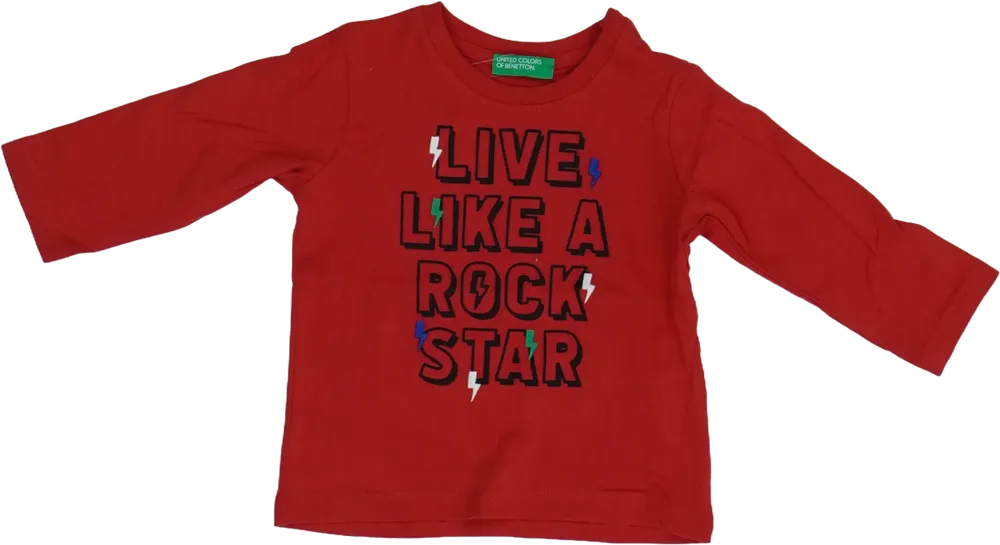 Piros Benetton Hosszú ujjú felső EU 74 / UK 6-9 hónap / US 6-9 hónap