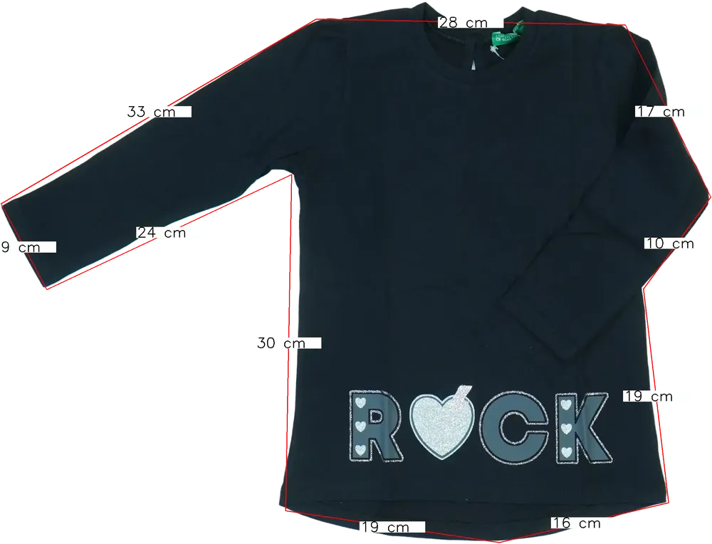 Fekete Benetton Hosszú ujjú felső EU 98 / UK 3 év / US 3T