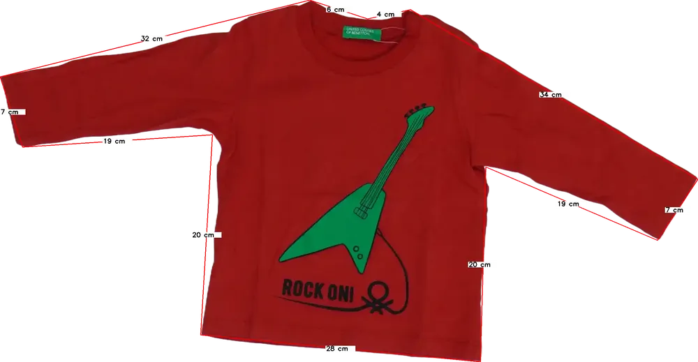 Piros Benetton Hosszú ujjú felső EU 62 / UK 0-3 hónap / US 0-3 hónap