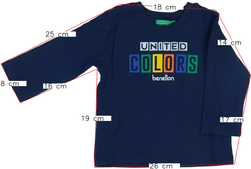 Kék Benetton Hosszú ujjú felső EU 74 / UK 6-9 hónap / US 6-9 hónap