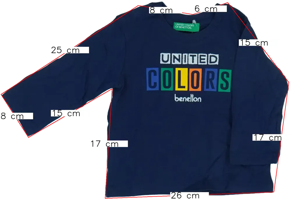 Kék Benetton Hosszú ujjú felső EU 68 / UK 3-6 hónap / US 3-6 hónap