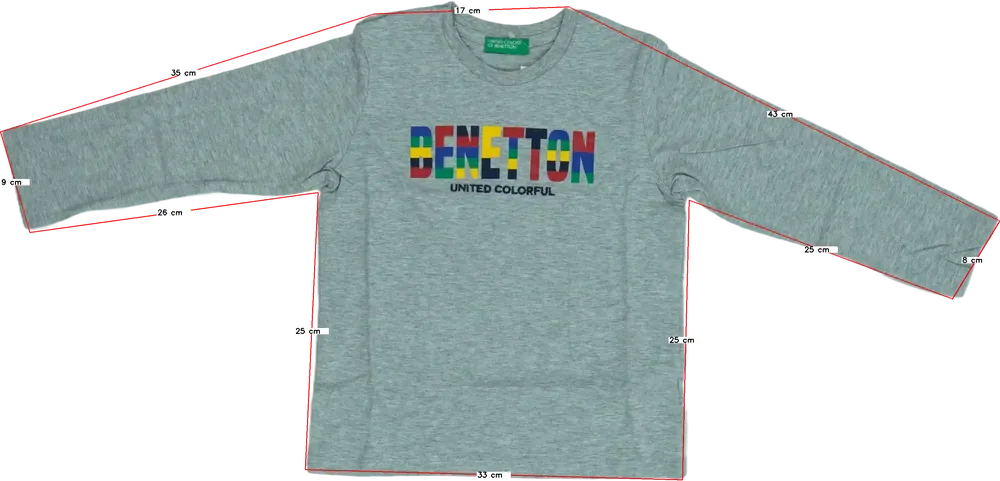 Szürke Benetton Hosszú ujjú felső EU 104 / UK 4 év / US 4T/XS