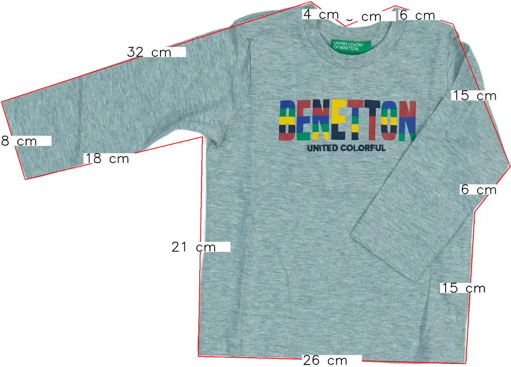 Szürke Benetton Hosszú ujjú felső EU 80 / UK 9-12 hónap / US 12 hónap