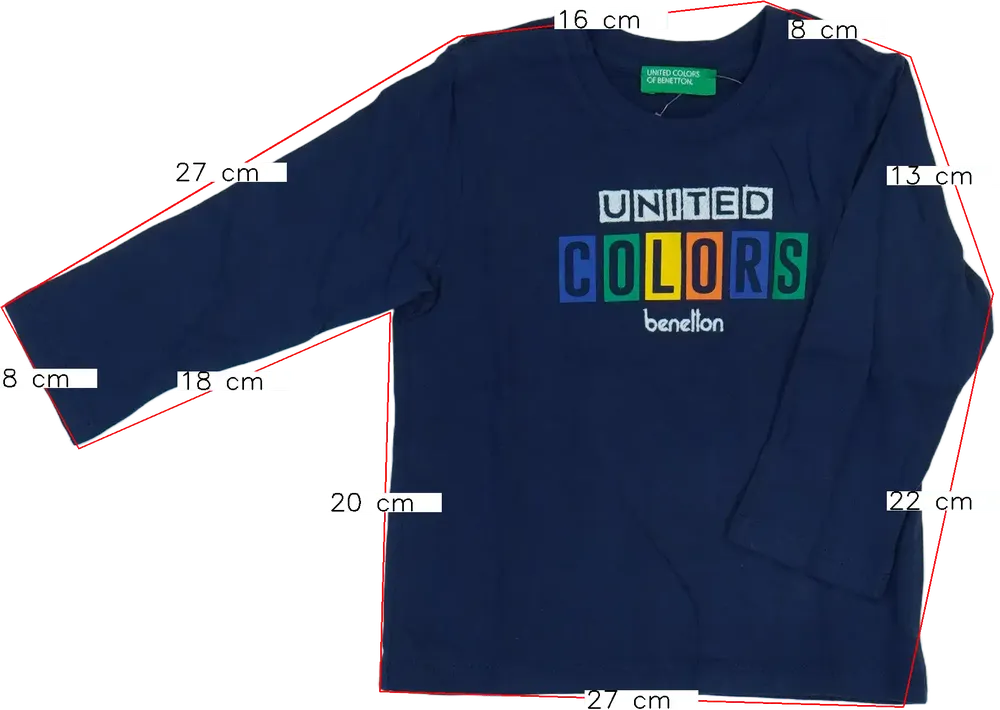 Kék Benetton Hosszú ujjú felső EU 86 / UK 12-18 hónap / US 18 hónap