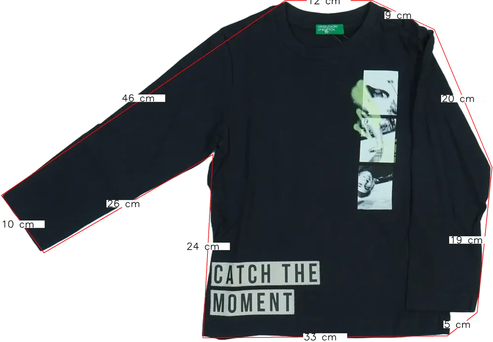 Fekete Benetton Hosszú ujjú felső EU 110 / UK 5 év / US 5 év/XS