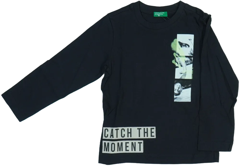 Fekete Benetton Hosszú ujjú felső EU 110 / UK 5 év / US 5 év/XS