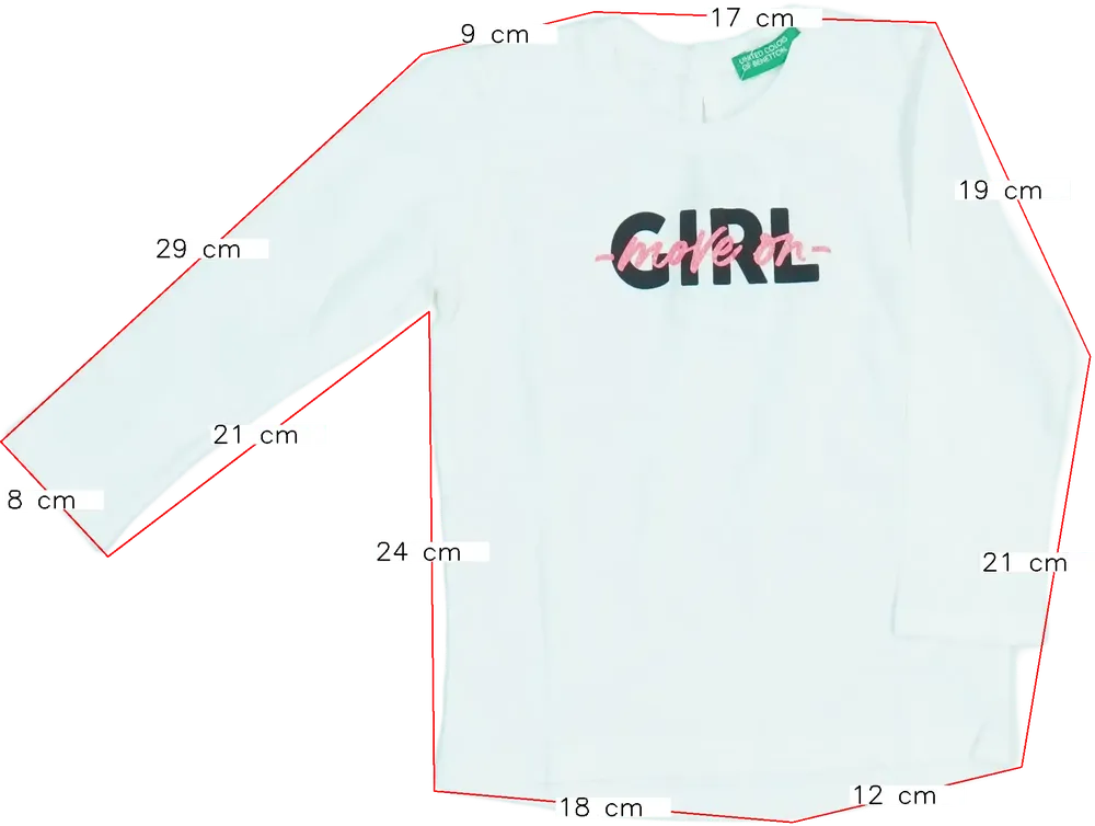 Fehér Benetton Hosszú ujjú felső EU 92 / UK 2 év / US 2T