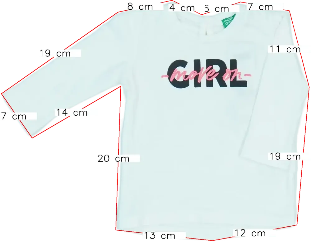 Fehér Benetton Hosszú ujjú felső EU 62 / UK 0-3 hónap / US 0-3 hónap