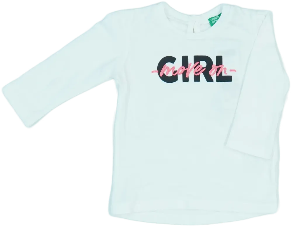 Fehér Benetton Hosszú ujjú felső EU 62 / UK 0-3 hónap / US 0-3 hónap