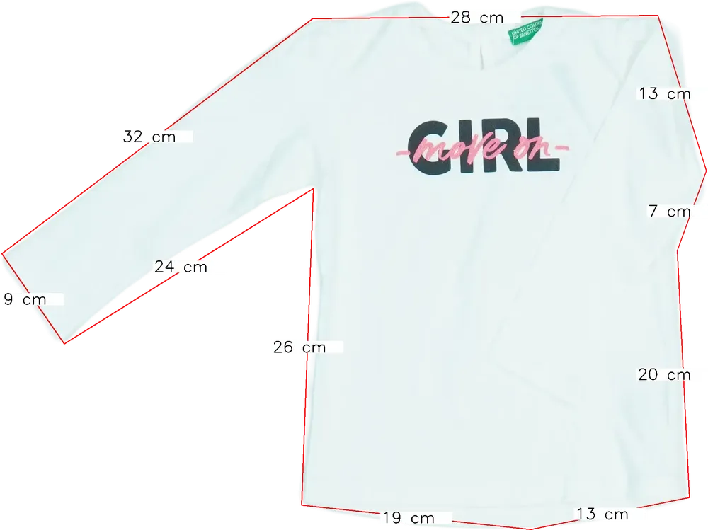 Fehér Benetton Hosszú ujjú felső EU 98 / UK 3 év / US 3T