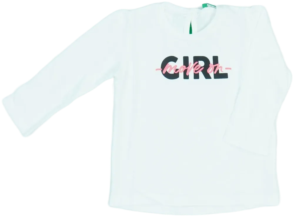 Fehér Benetton Hosszú ujjú felső EU 74 / UK 6-9 hónap / US 6-9 hónap