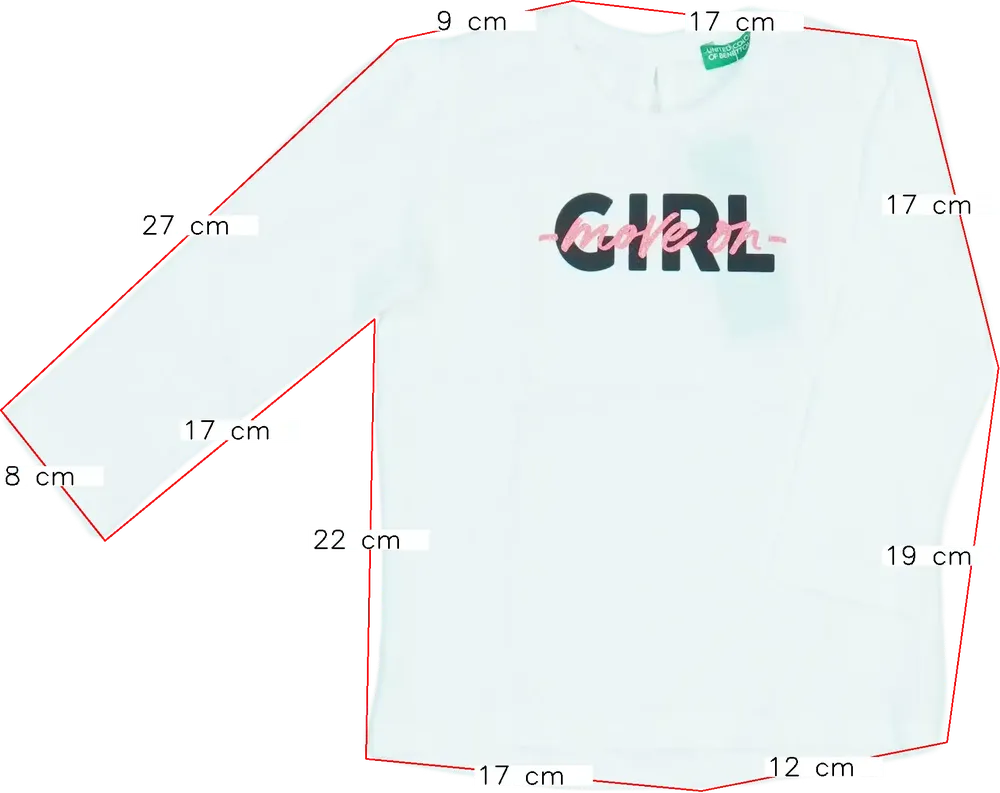 Fehér Benetton Hosszú ujjú felső EU 86 / UK 12-18 hónap / US 18 hónap