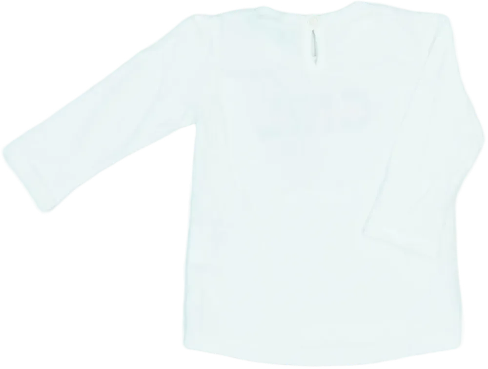 Fehér Benetton Hosszú ujjú felső EU 68 / UK 3-6 hónap / US 3-6 hónap