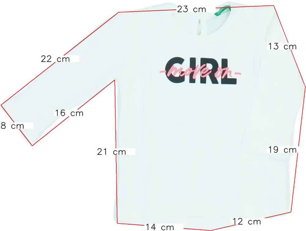 Fehér Benetton Hosszú ujjú felső EU 68 / UK 3-6 hónap / US 3-6 hónap