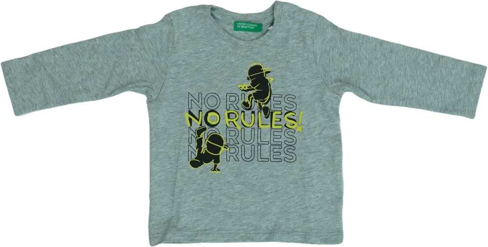 Szürke Benetton Hosszú ujjú felső EU 74 / UK 6-9 hónap / US 6-9 hónap