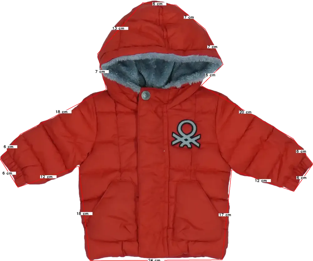 Piros Benetton Télikabát EU 62 / UK 0-3 hónap / US 0-3 hónap