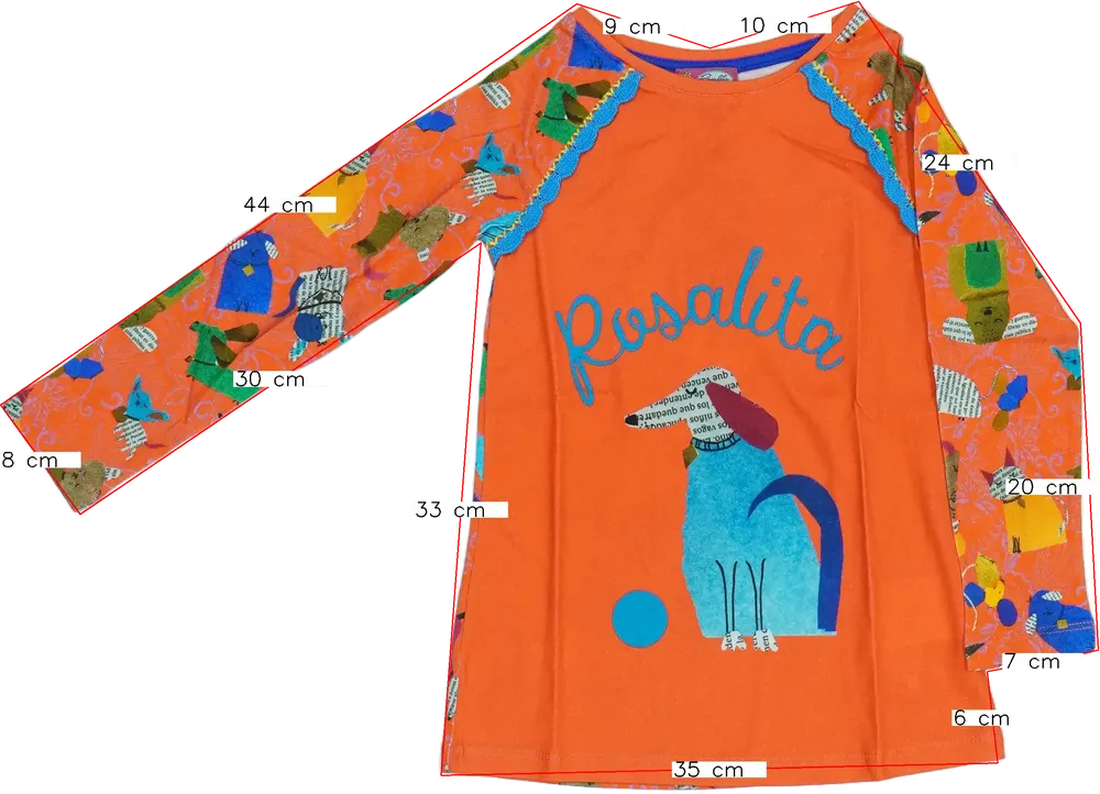 Sárga (narancs) Rosalita Hosszú ujjú felső EU 104 / UK 4 év / US 4T/XS