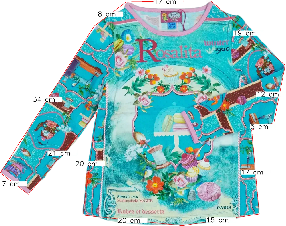 Kék Rosalita Hosszú ujjú felső EU 104 / UK 4 év / US 4T/XS