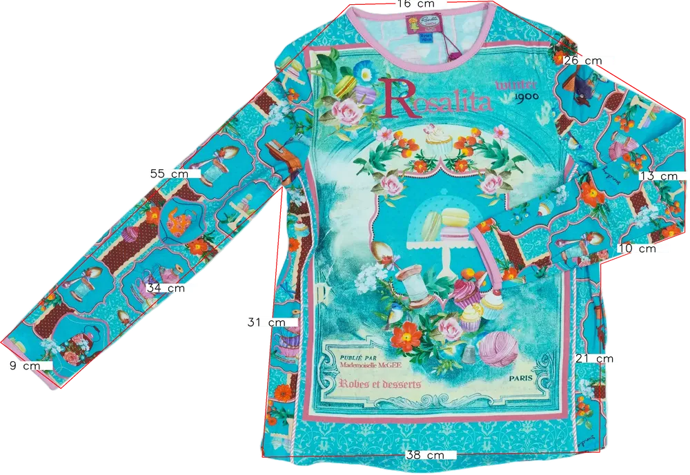 Kék Rosalita Hosszú ujjú felső EU 140 / UK 10 év / US 10 év/L