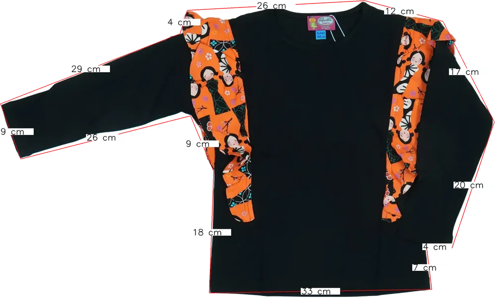 Fekete Rosalita Hosszú ujjú felső EU 104 / UK 4 év / US 4T/XS