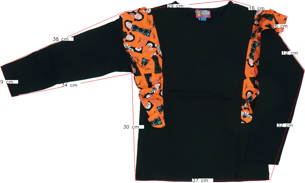 Fekete Rosalita Hosszú ujjú felső EU 128 / UK 8 év / US 8 év/M