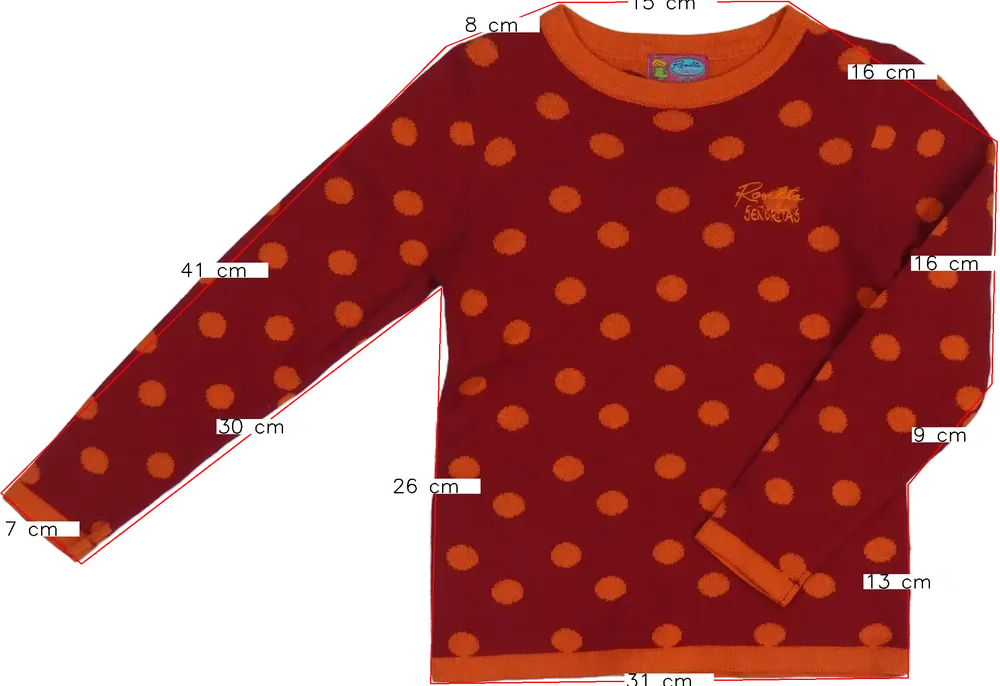 Piros Rosalita Kötött pulcsi EU 110 / UK 5 év / US 5 év/XS