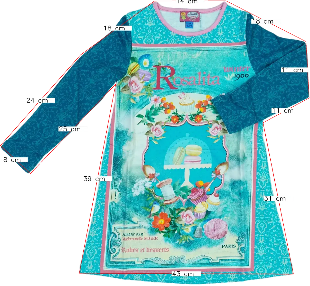 Kék Rosalita Hosszú ujjú felső EU 104 / UK 4 év / US 4T/XS