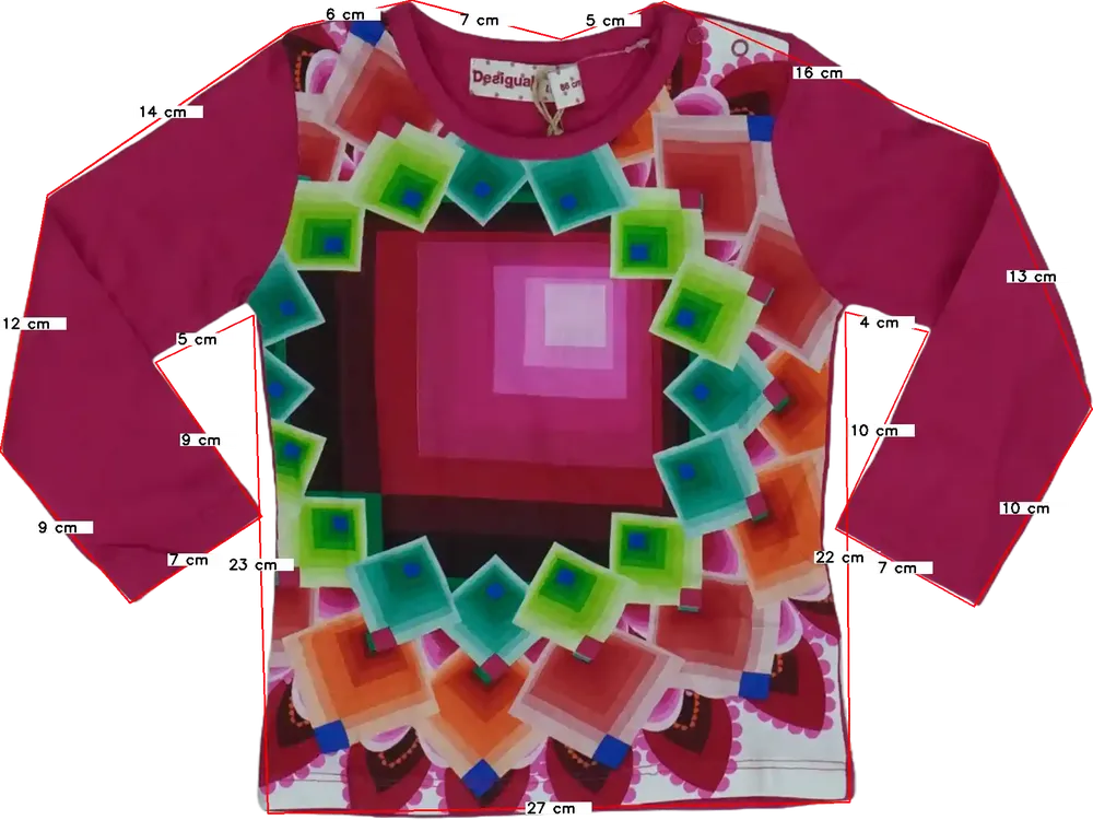 Rózsaszín Desigual Hosszú ujjú felső EU 92 / UK 2 év / US 2T