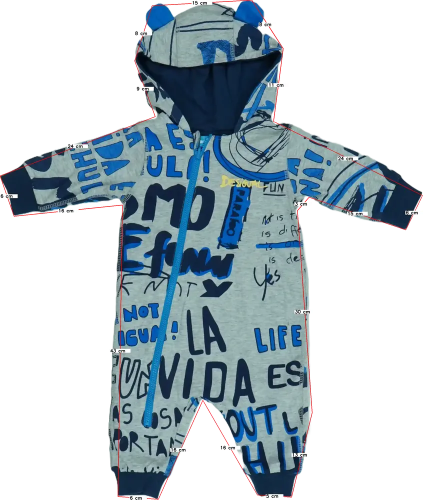 Szürke Desigual Hosszú ujjú rugdalózó EU 68 / UK 3-6 hónap / US 3-6 hónap