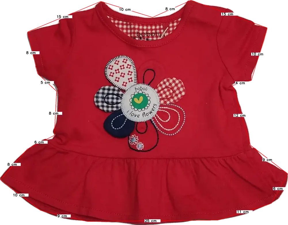 Piros Boboli Póló EU 50 / UK Újszülött / US Újszülött