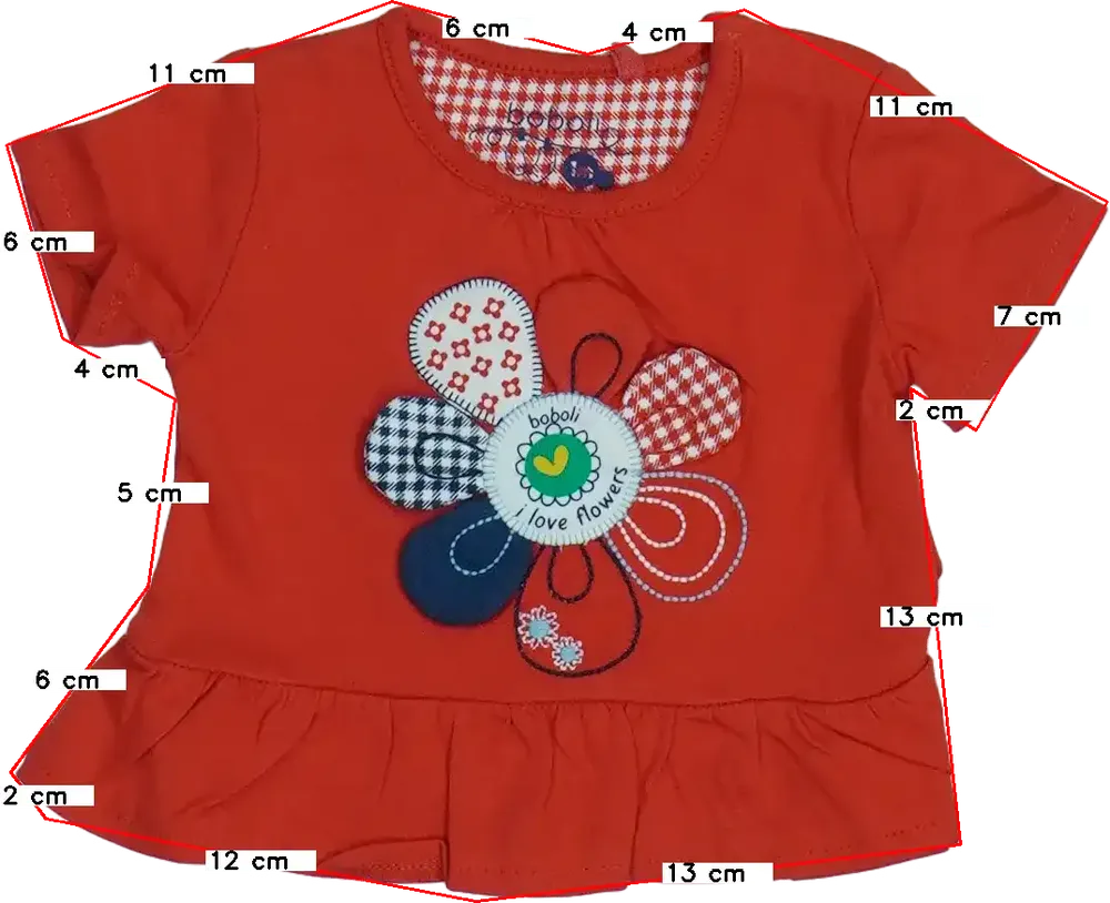 Piros Boboli Póló EU 56 / UK Újszülött / US Újszülött