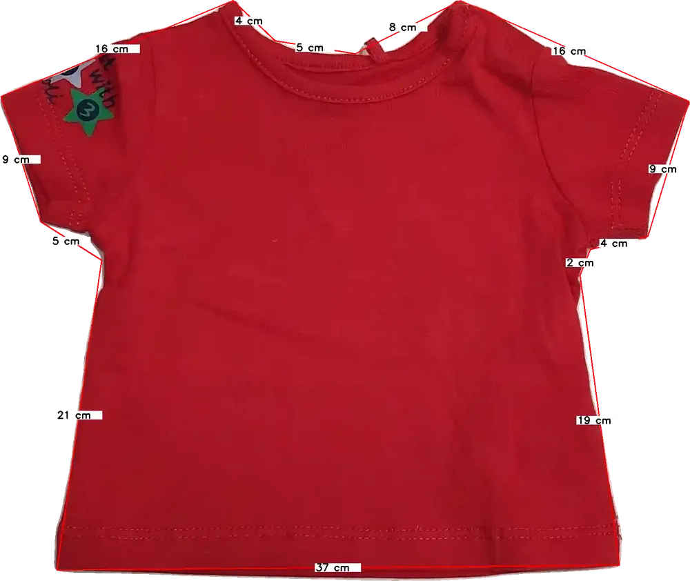 Piros Boboli Póló EU 56 / UK Újszülött / US Újszülött