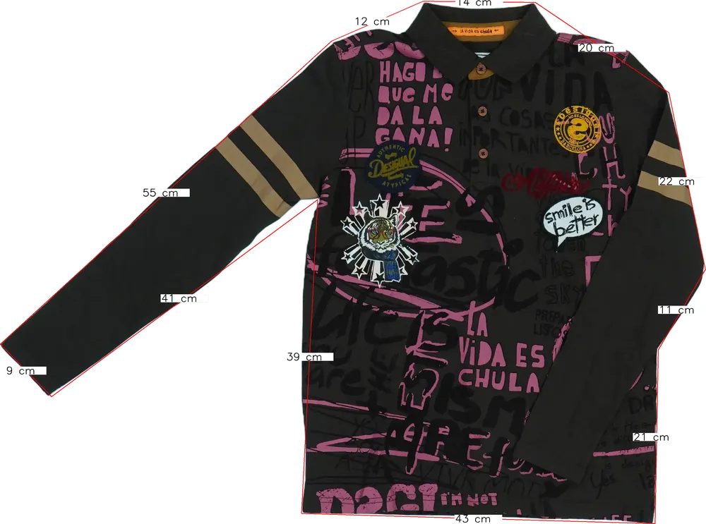 Barna Desigual Hosszú ujjú felső EU 152 / UK 12 év / US 12 év/L