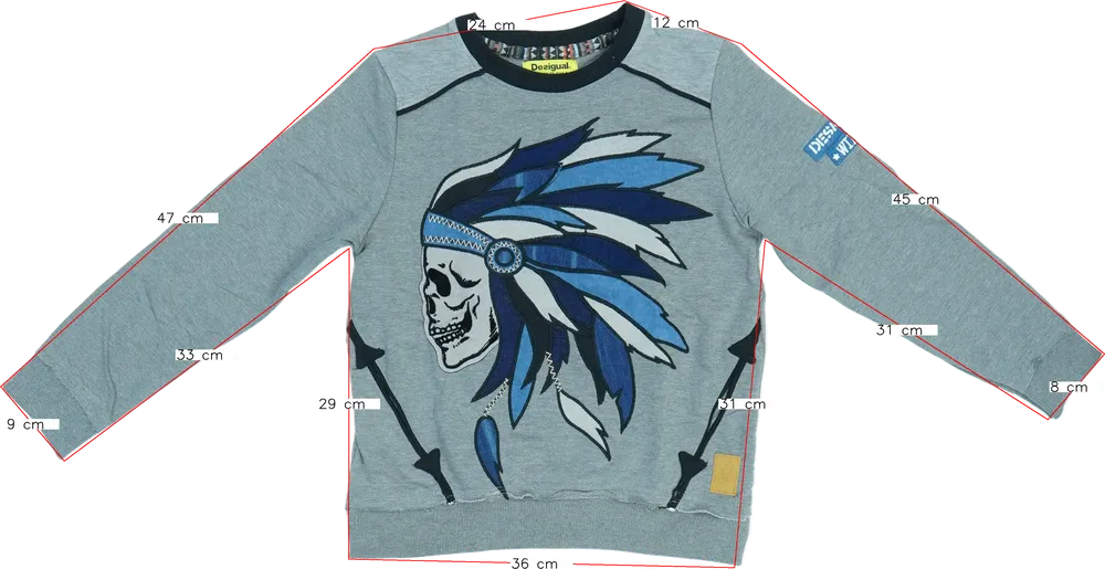 Szürke Desigual Pulóver EU 128 / UK 8 év / US 8 év/M