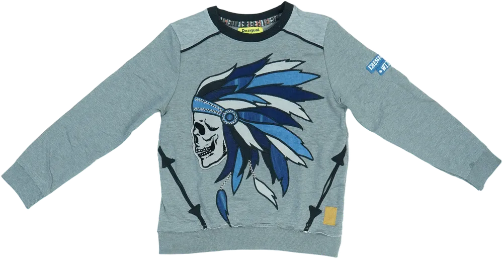 Szürke Desigual Pulóver EU 128 / UK 8 év / US 8 év/M