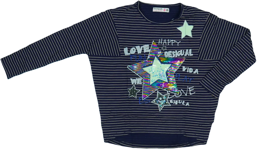 Fekete Desigual Hosszú ujjú felső EU 140 / UK 10 év / US 10 év/L