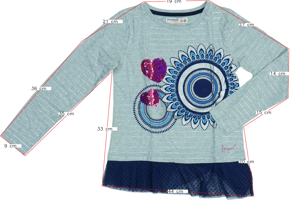 Szürke Desigual Tunika EU 140 / UK 10 év / US 10 év/L