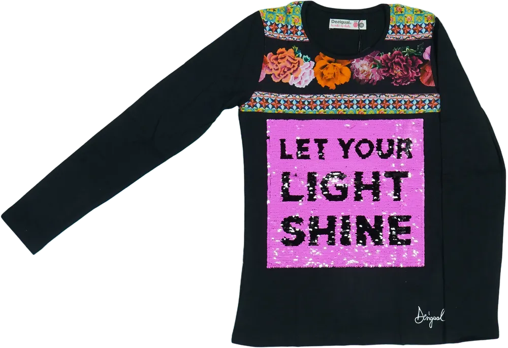 Fekete Desigual Hosszú ujjú felső EU 152 / UK 12 év / US 12 év/L