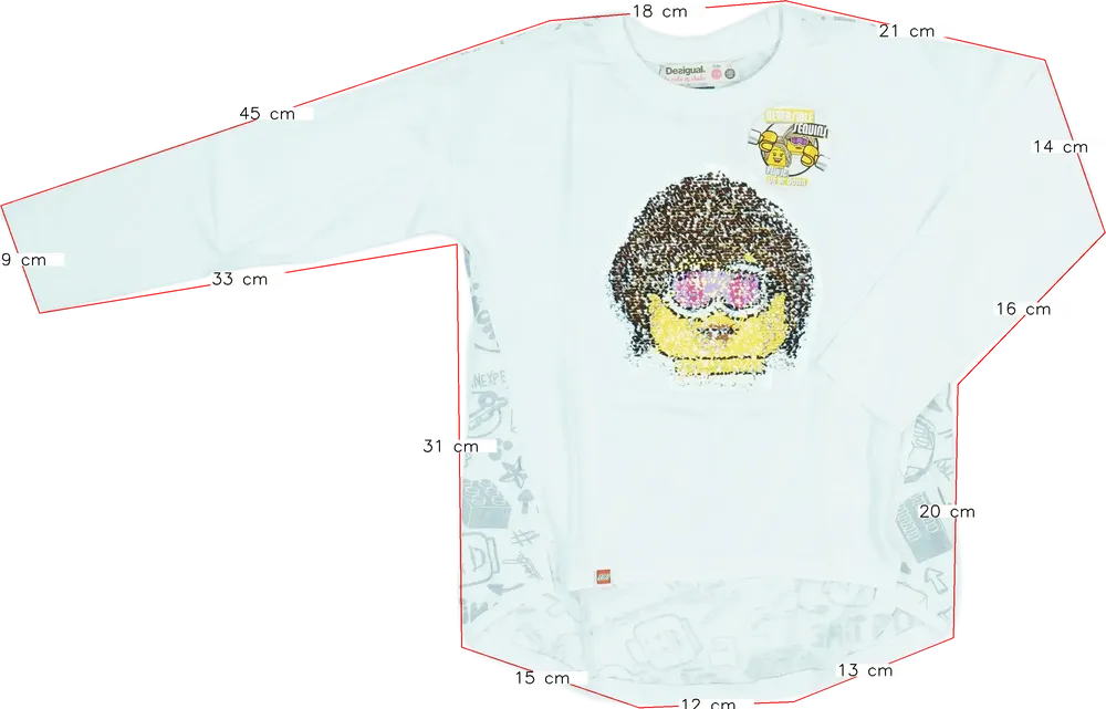 Fehér Desigual Hosszú ujjú felső EU 128 / UK 8 év / US 8 év/M