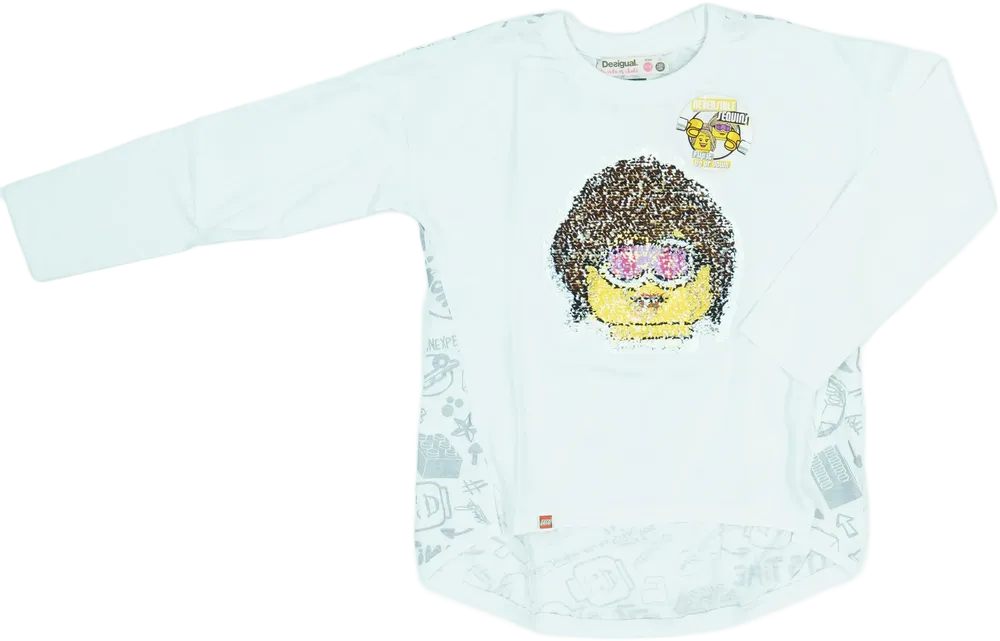 Fehér Desigual Hosszú ujjú felső EU 128 / UK 8 év / US 8 év/M