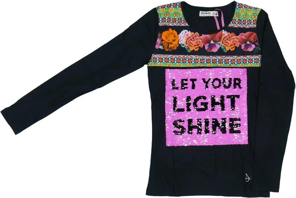 Fekete Desigual Hosszú ujjú felső EU 164 / UK 14 év / US 14 év/XL