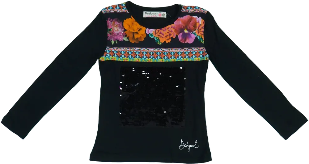 Fekete Desigual Hosszú ujjú felső EU 104 / UK 4 év / US 4T/XS